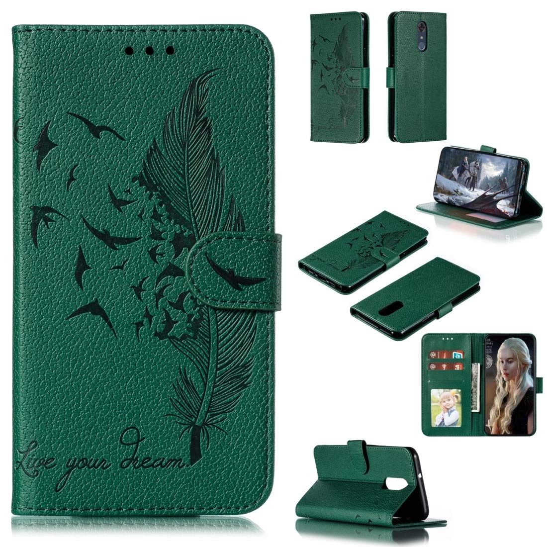 Feather Pattern Litchi Texture Horizontal Flip Leather Case For LG Stylo 4