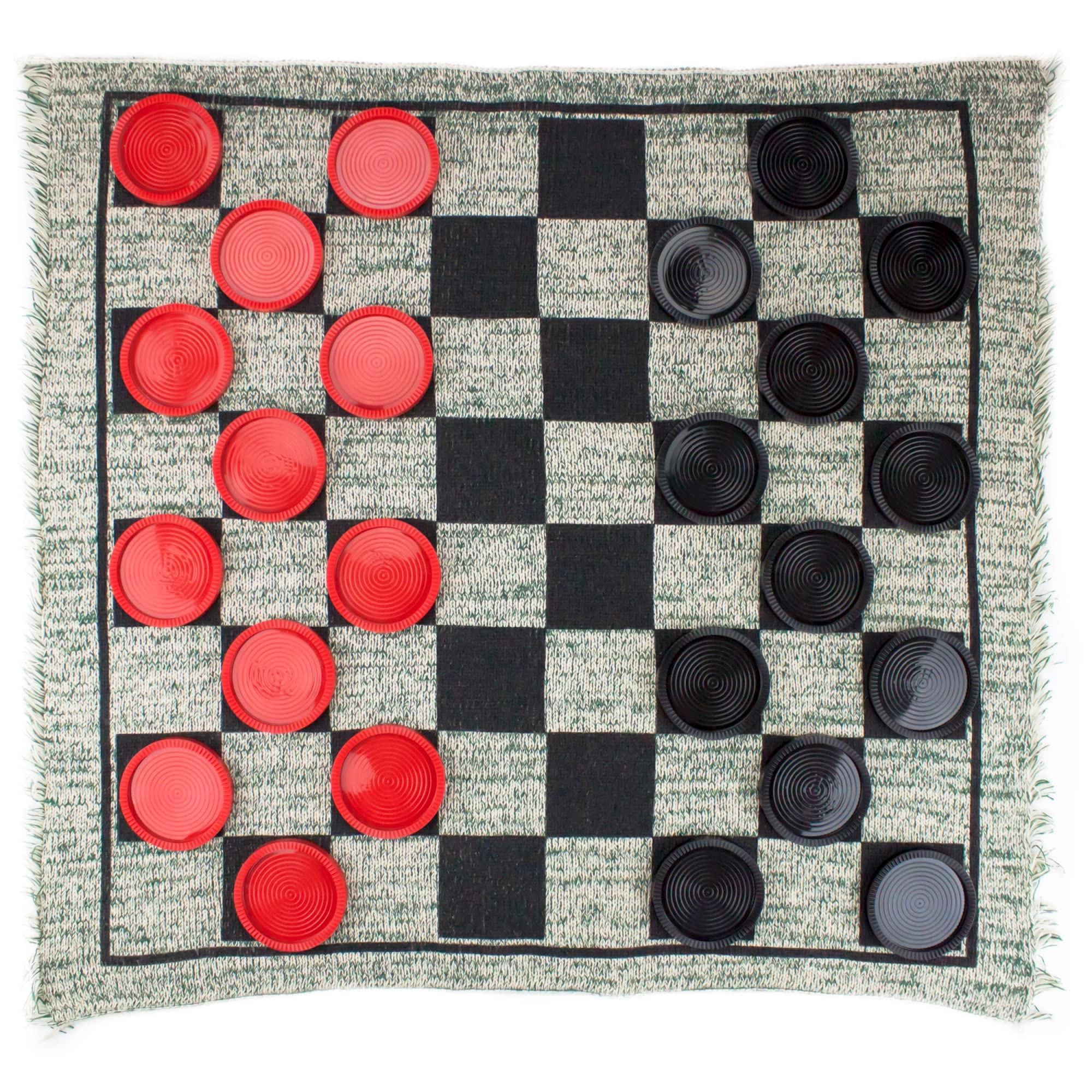 Brybelly 3-in-1 Checkers and Mega Tic Tac Toe - Reversible Rug Indoor/Outdoor