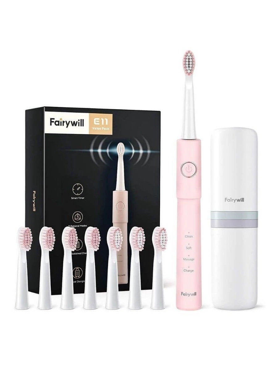 Fairywill Sonic Electric Toothbrush - Rechargeable 8 Brush Heads 5 Modes