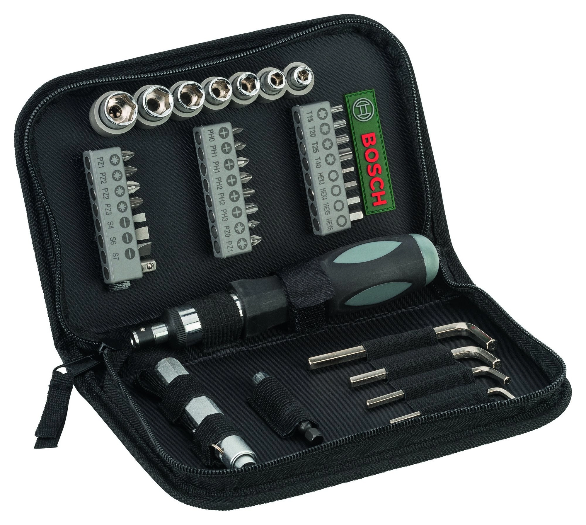 Bosch Power Tools (China) Ltd, No. 567 Binkang Road, Binjiang District, Hangzhou, China, 310052, 400-826-8484, Bosch Power Tools (China) Ltd. Mixed Screwdriver Set - 38 piece(s) 25 millimeter