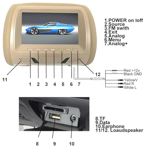 Mp5 Car Headrest Display - 7″