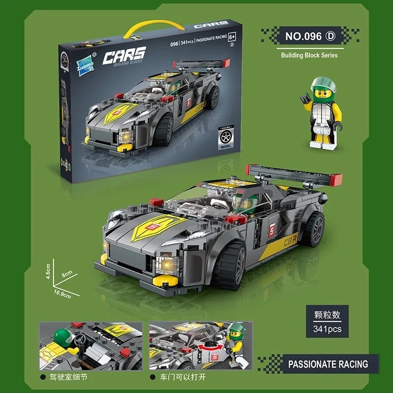 Bluejw Assembled Building Blocks Race Car (096A) - Simulation Model Kit