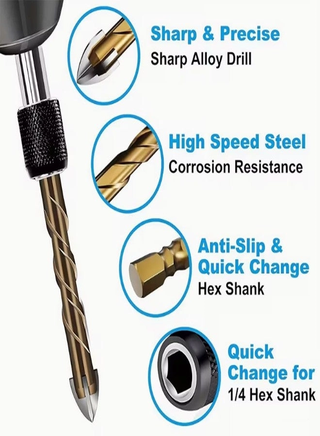 Masonry Drill Bit Set - Carbide Tip 7pcs 3mm-12mm