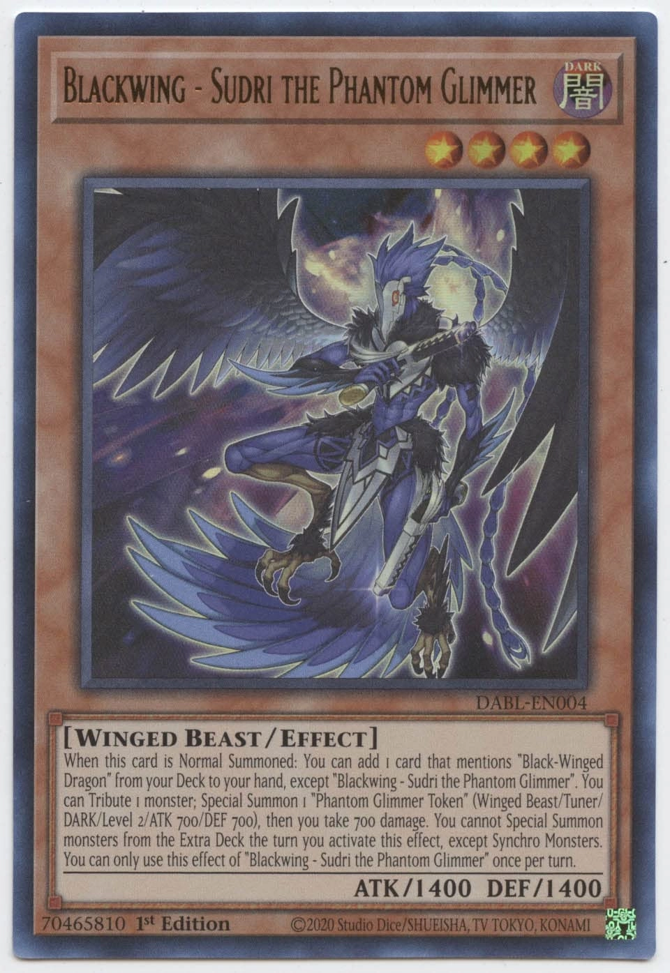 Yu-Gi-Oh! Blackwing - Sudri The Phantom Glimmer DABL-EN004 - 1pcs