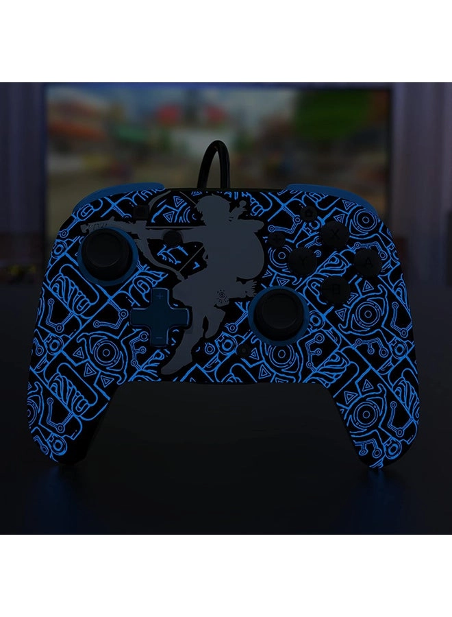 Nintendo Switch Sheikah Shoot Rematch Glow Wired Controller Black/Blue
