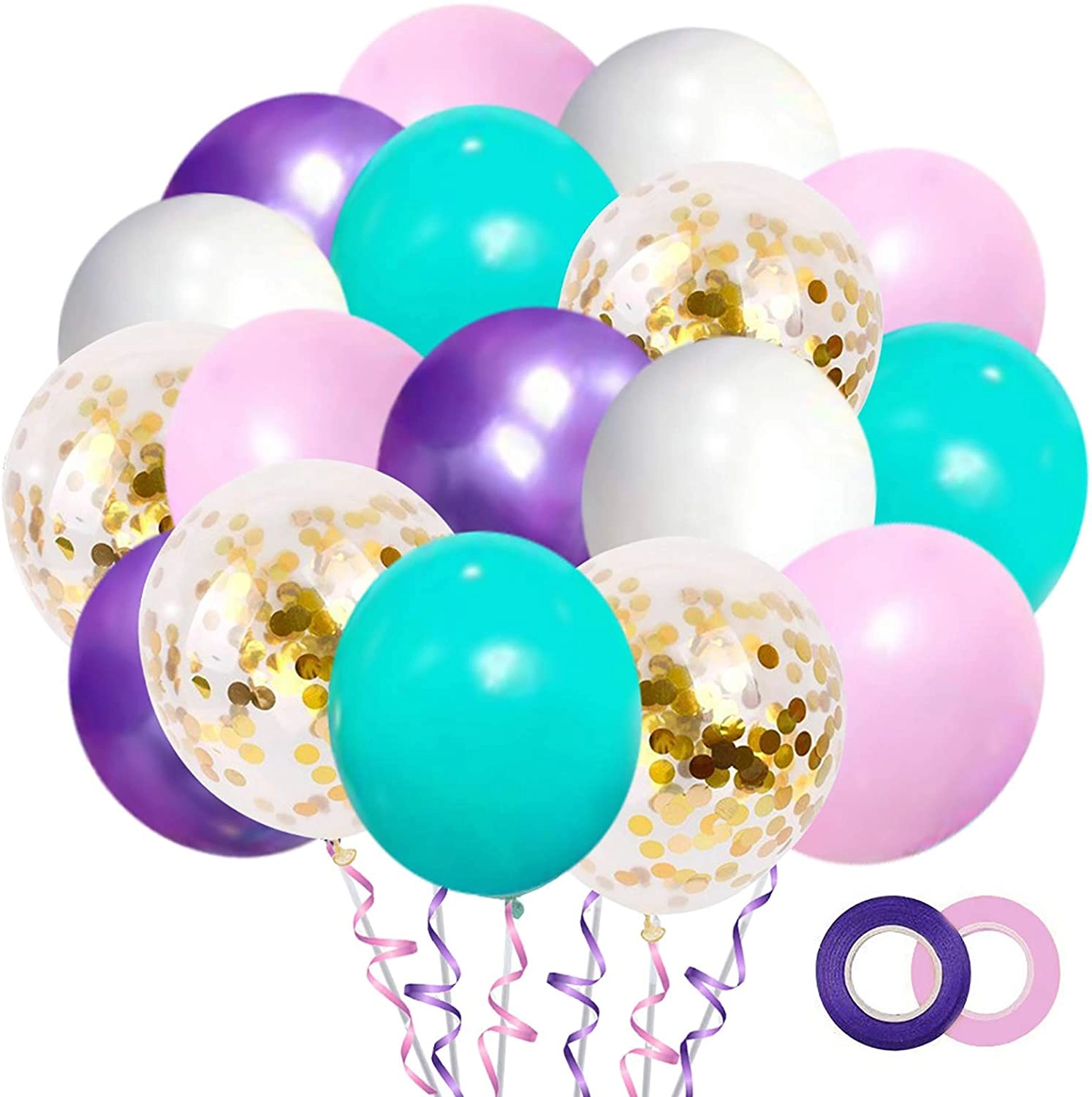 Latex and Confetti Balloons Set - 50-Pieces Birthday