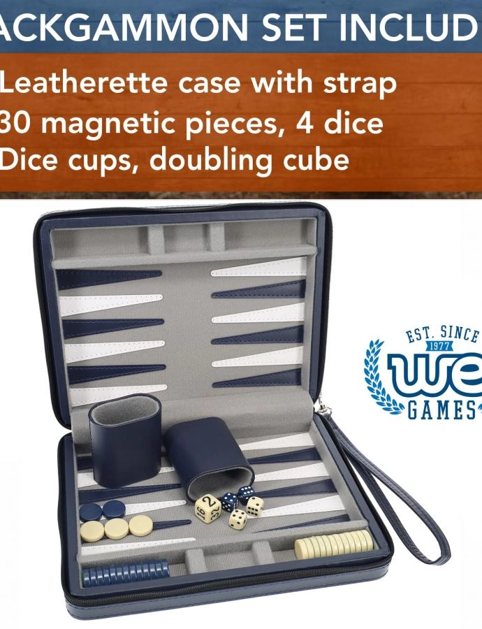 Backgammon Board - Magnetic Map Style + Carrying Strap