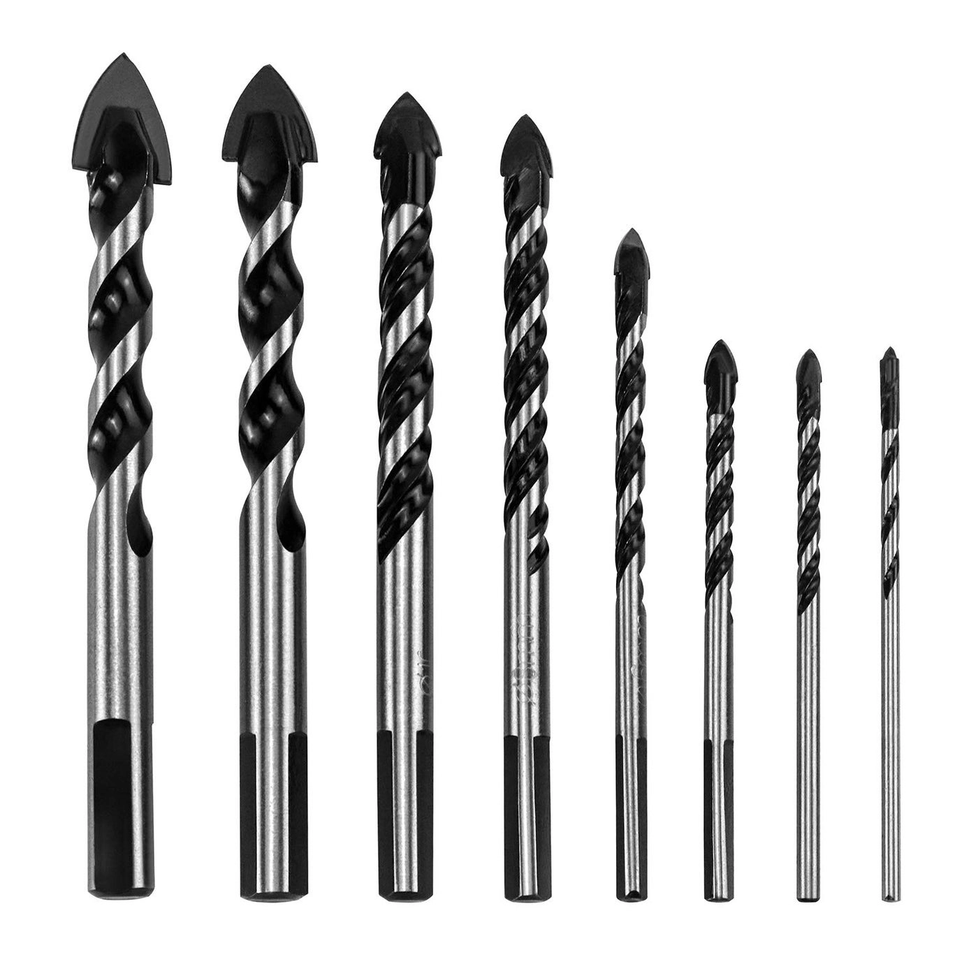 Multi Material Drill Bit Set - tungsten carbide 8 Pcs 3mm 4mm 5mm 6mm 8mm 10mm 14mm 16mm
