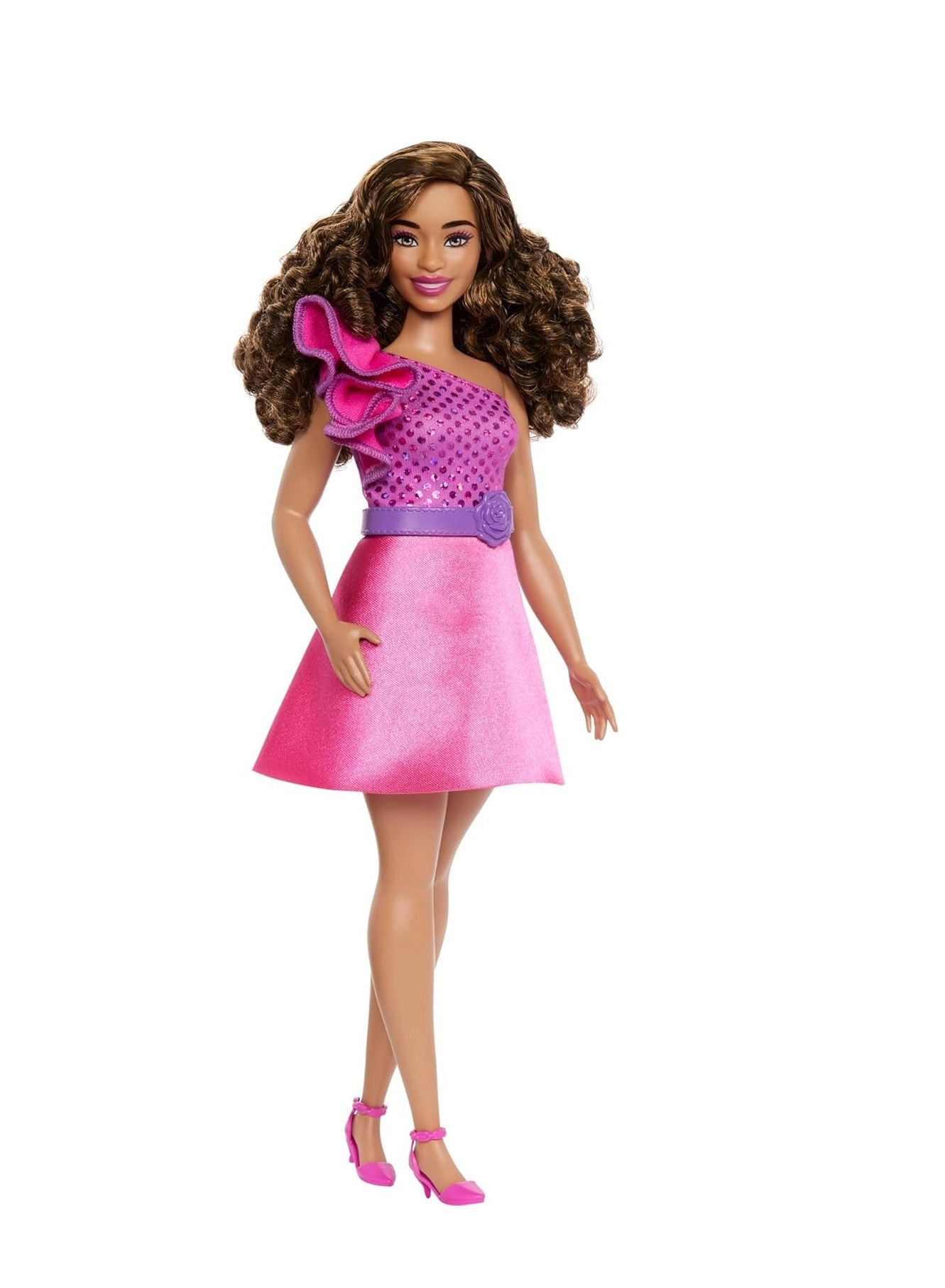 Barbie Fashionistas - Curvy Brown Hair Sparkly Dress Ages 5+
