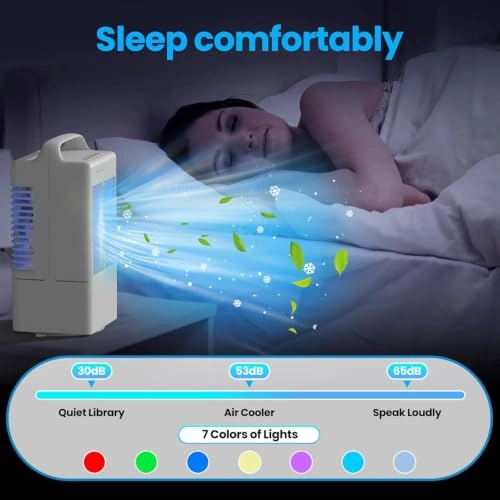 Portable Mobile Air Conditioner - 6 Speeds 7 Color Lights 2200mAh
