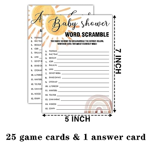 Boho Rainbow Word Scramble Baby Shower Games - Adult 25