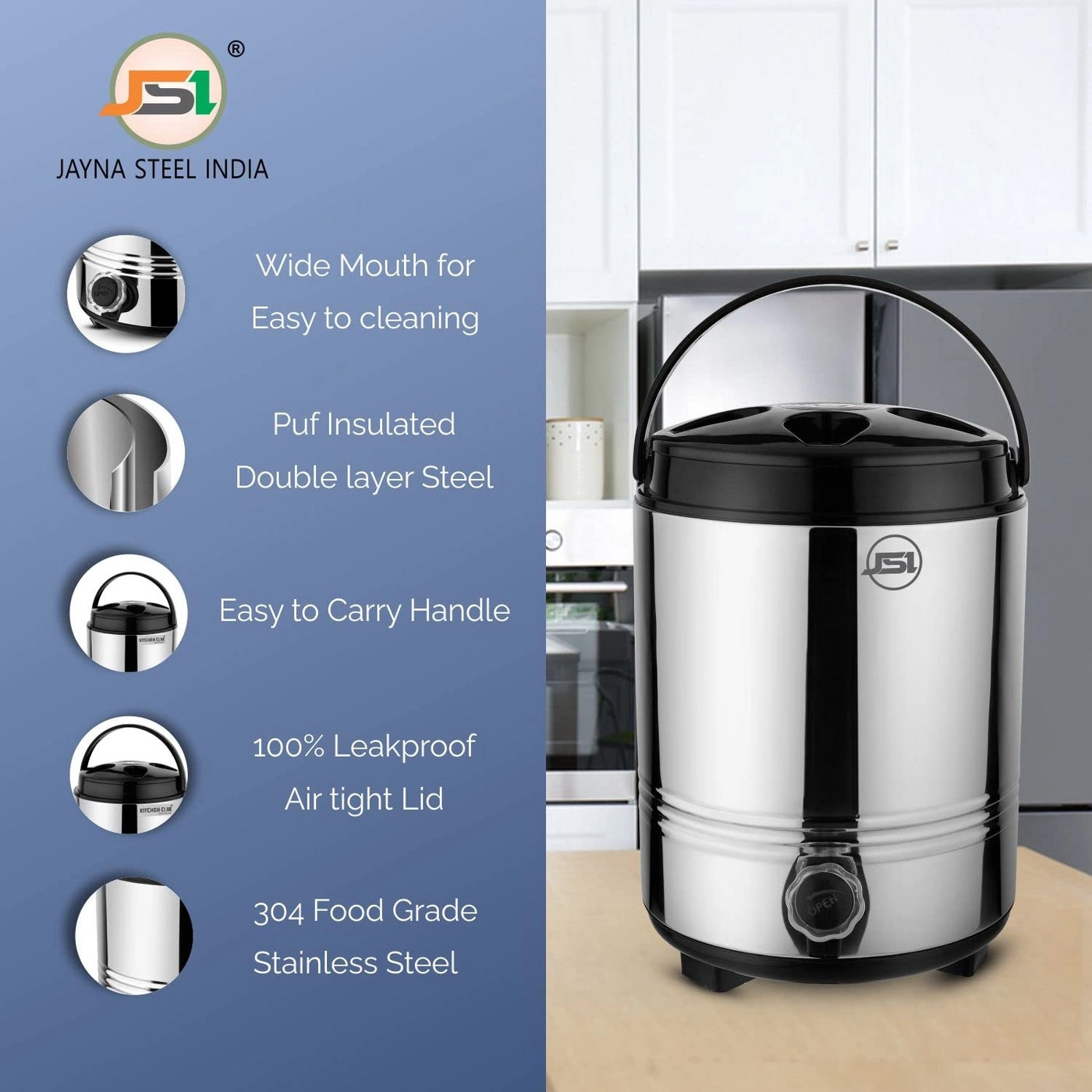 Stainless Steel Insulated Water Containers - 10 Liter Pack