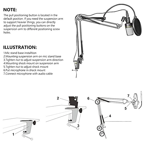 Mic Stand + Mic Clip Holder + Table Mounting Clamp + Pop Filter