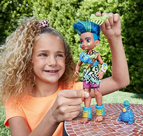 Slate Poseable Prehistoric Fashion Doll - Blue Hair with Dinosaur Pet Ages 4+