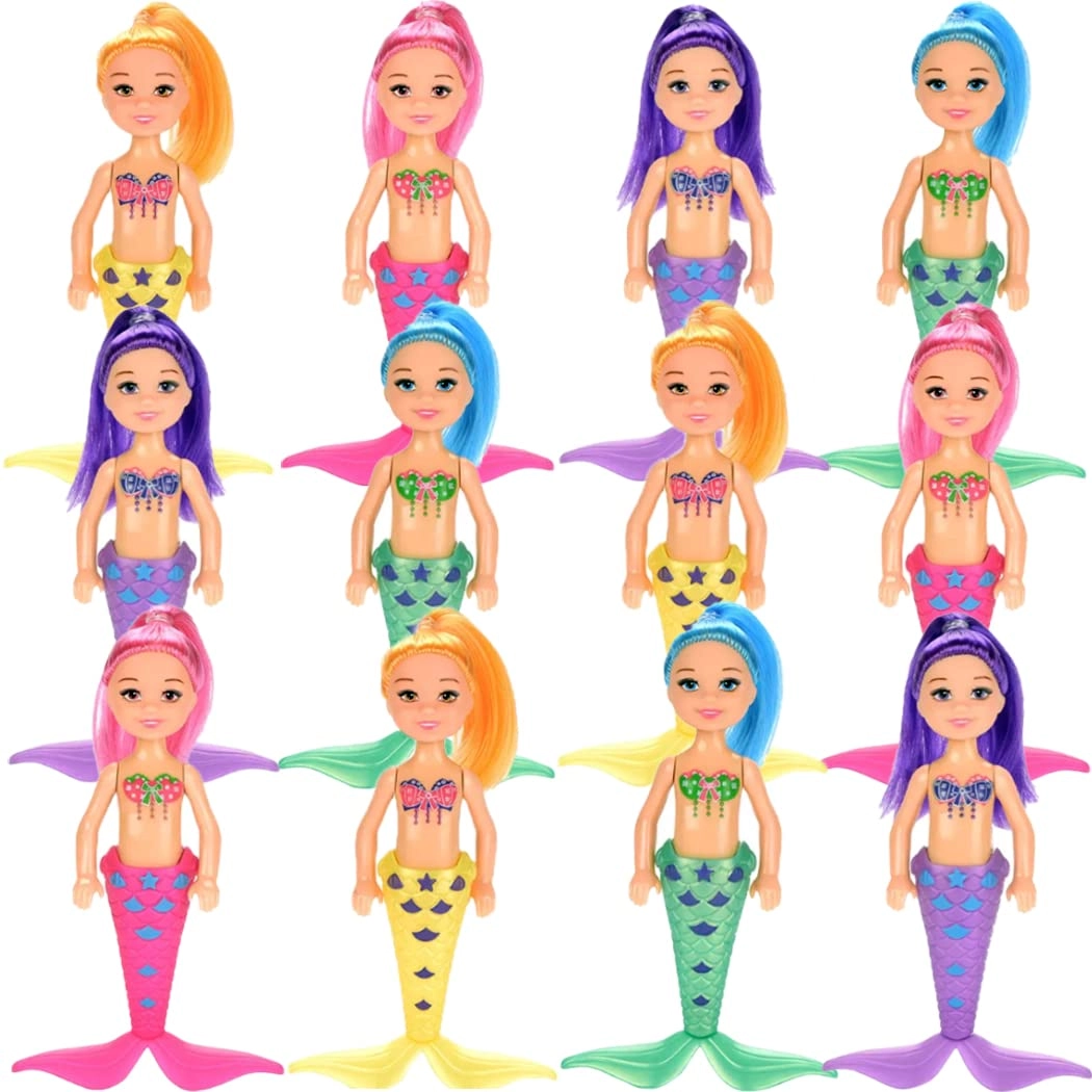 Mermaid Dolls - 12 Pack Pretend Playset Bundle