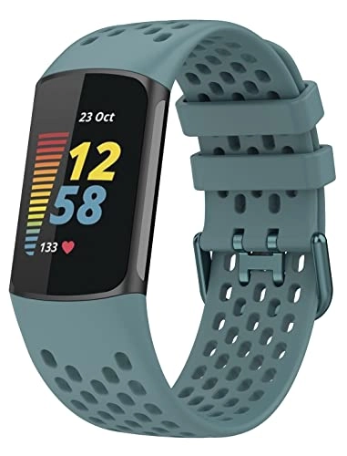 Watch Band for Fitbit Charge 5 - Silicone Stainless Steel Buckle Coral Red