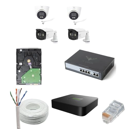 5MP CCTV IP Camera + 5 Channel NVR + 4 Port POE + 1TB Hard Disk - 4 Cameras