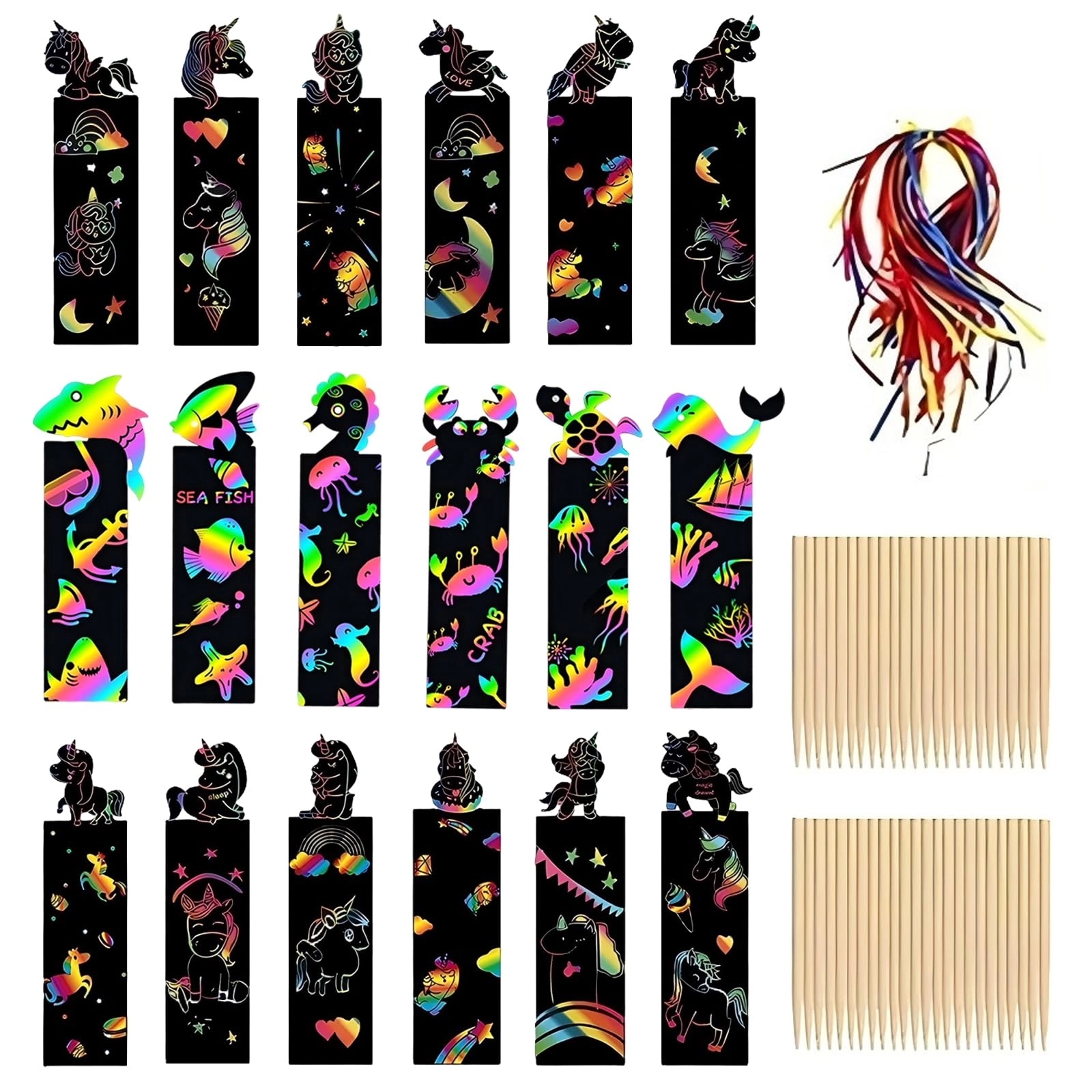 copbopwn Scratch Art Bookmark - 36Pcs/40Pcs