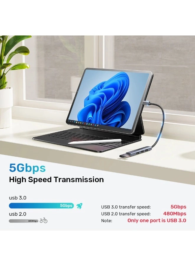 USB-C TO 4 PORT USB-A HUB - 5Gbps 3x480Mbps