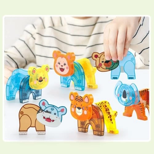Magnetic Tiles with 3D Safari Animals Tiles Blocks - 24 months - 8 years 29 pieces