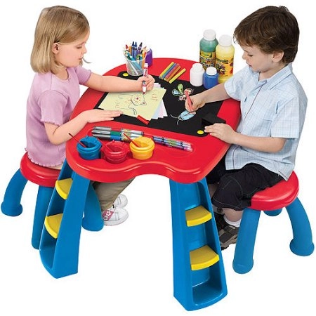Crayola Creativity Play Station - 2 stool 3 paint cups 3 brushes fabric pocket 1 eraser
