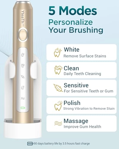 Y05U - 8 Toothbrush Heads 90 Days Battery Life 5 Brushing Modes