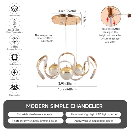 Dimmable LED Chandelier - 3000k to 6000k Dimmable