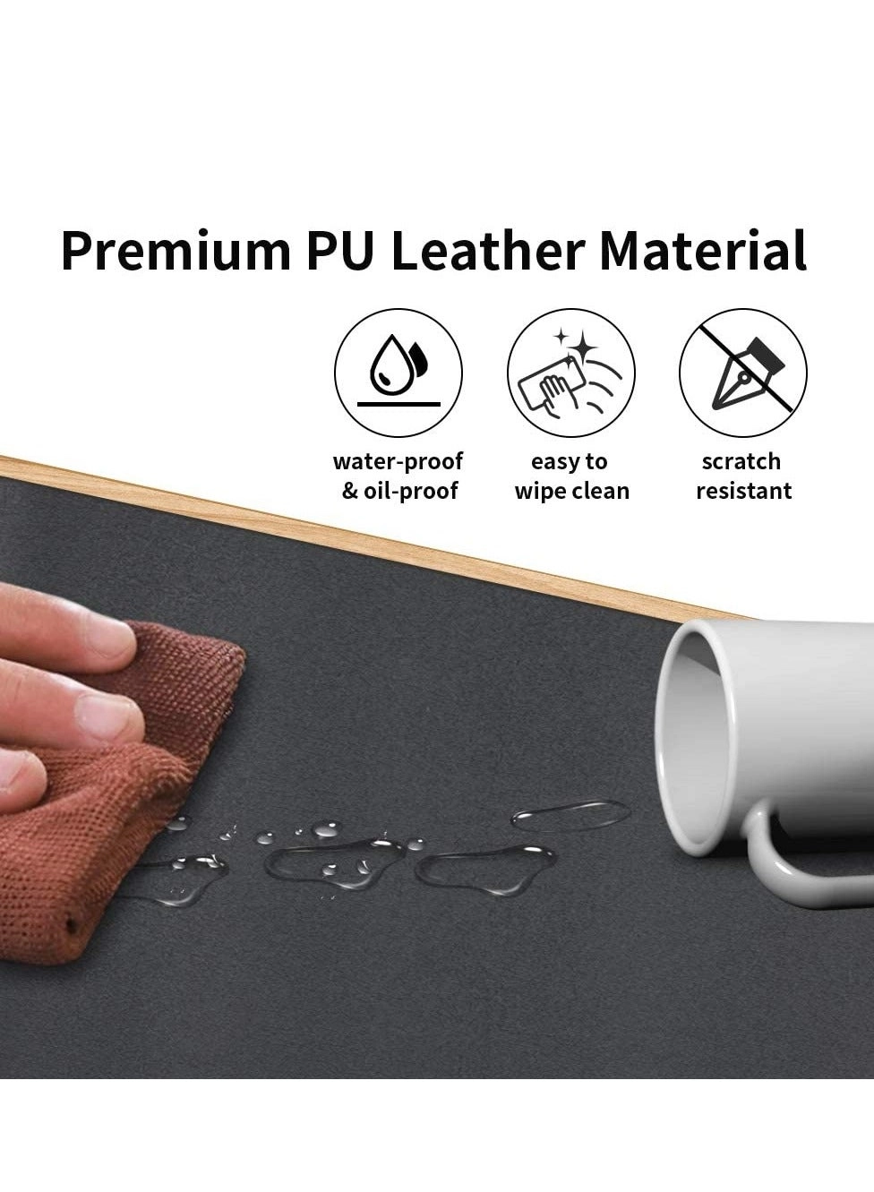 20239192 Large PU Leather Gaming Mouse Pad - 80x40 cm