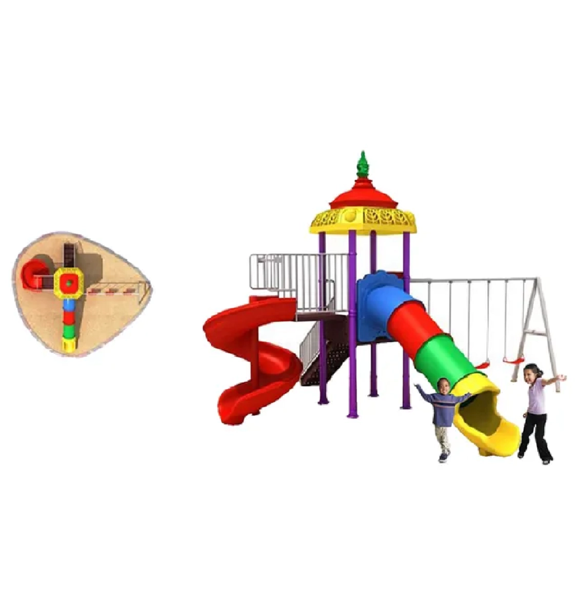 Mega Kids Flower Playsets - Swings And Slide Multi Colour