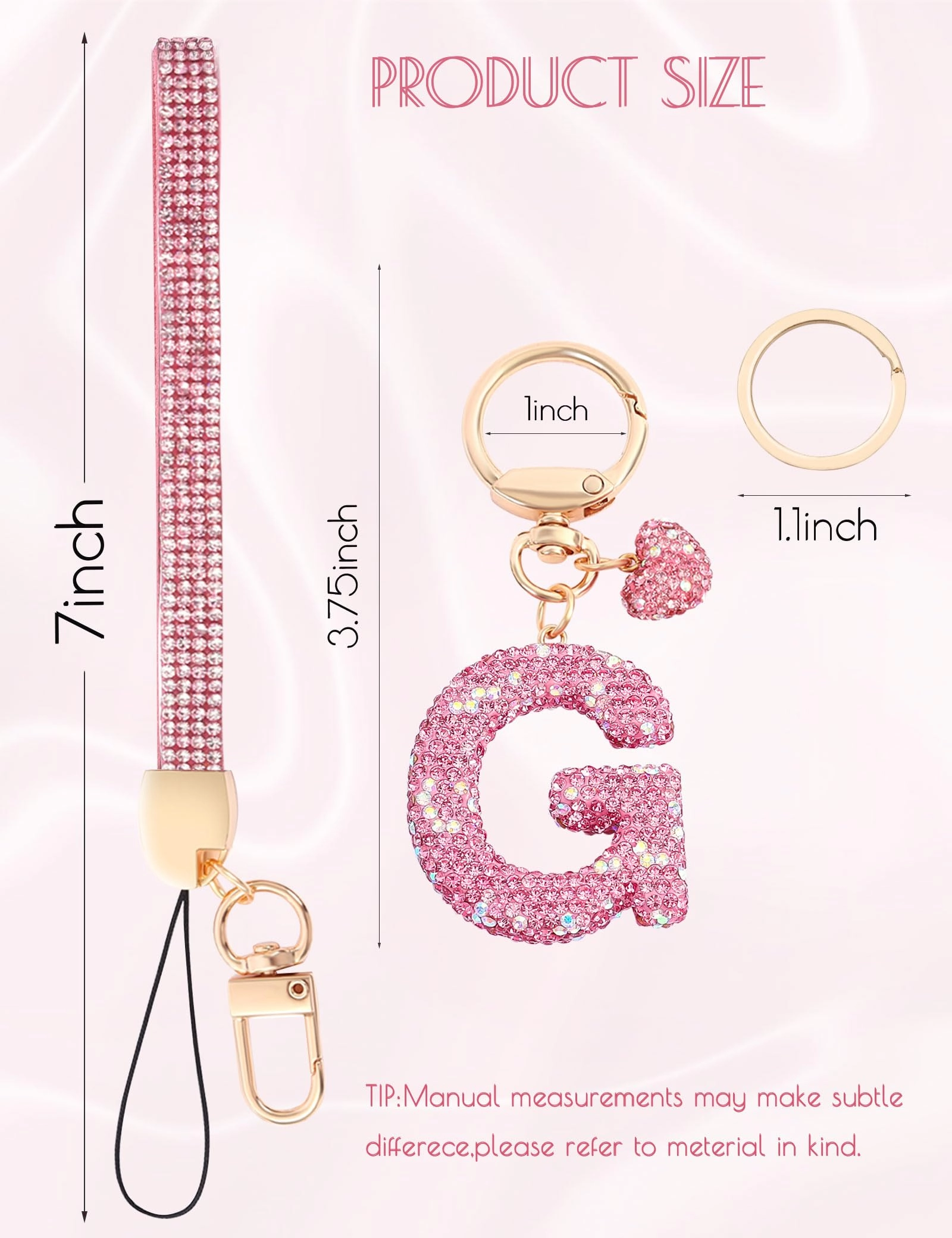 Initial Keychain - L Purple Rhinestone