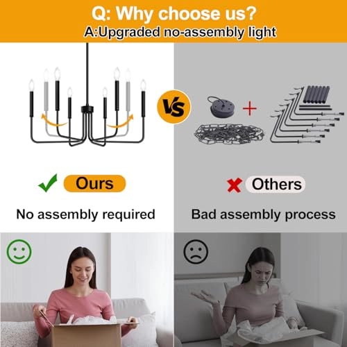 6-Light Farmhouse Chandelier - Black Indoor