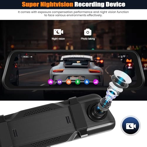 9.66 Inch Mirror Dashcam - 4K 25FPS