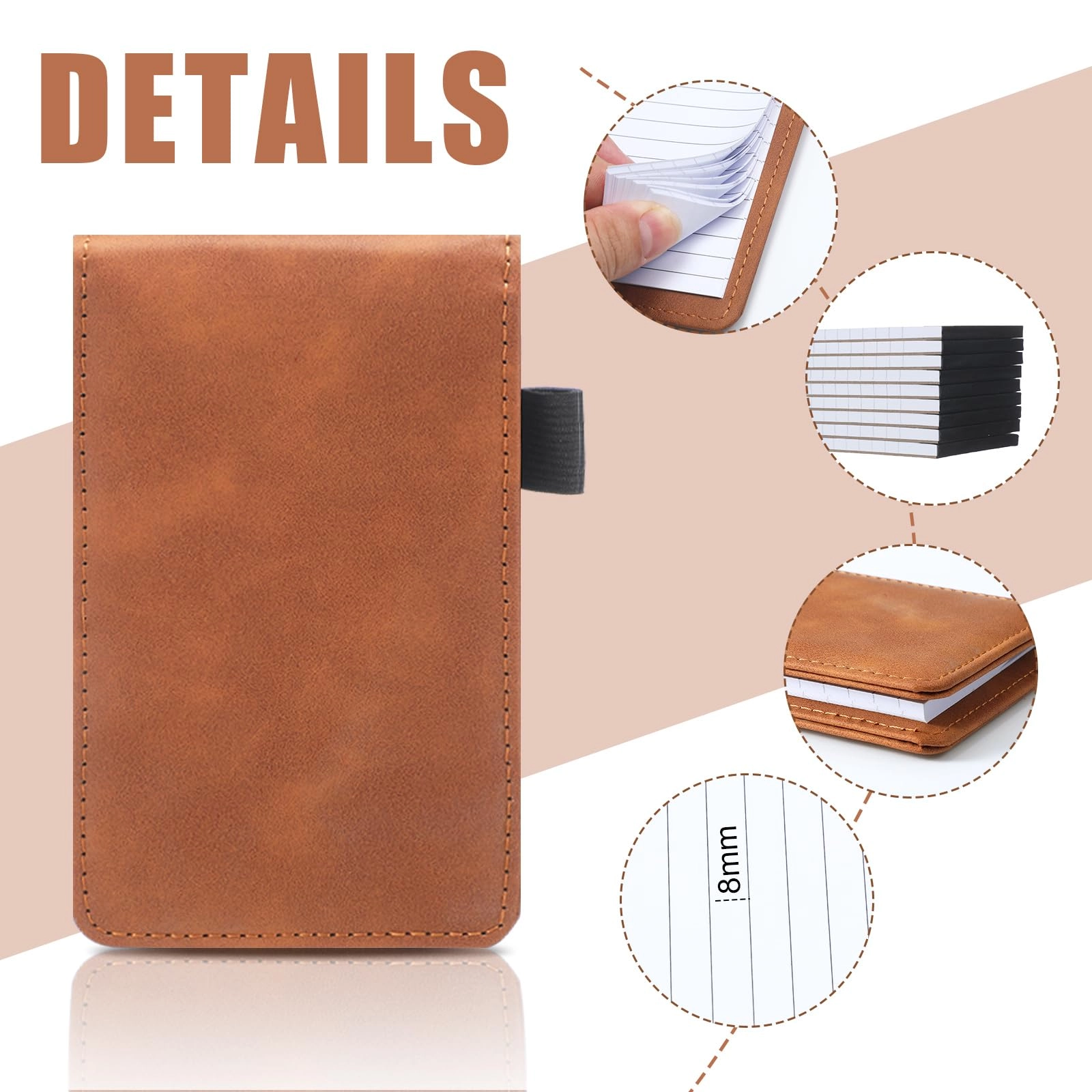 Mini Pocket Notepad Holder - 50 Lined Sheets 10 Pcs