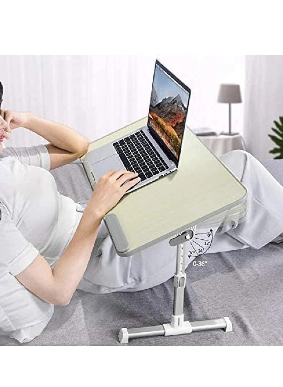 Laptop Stand Table - Height And Angle Adjustable Folding Anti Slip Pad