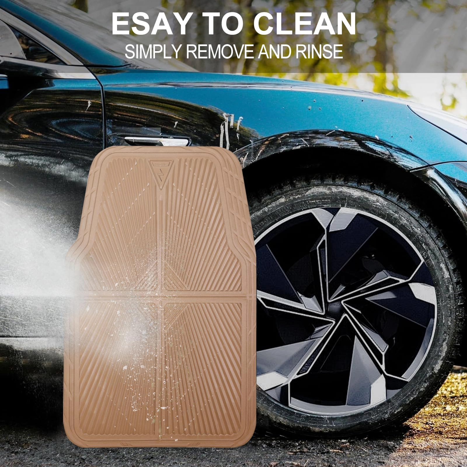 Rubber Floor Mats - All Weather Trim-to-Fit 3-Piece