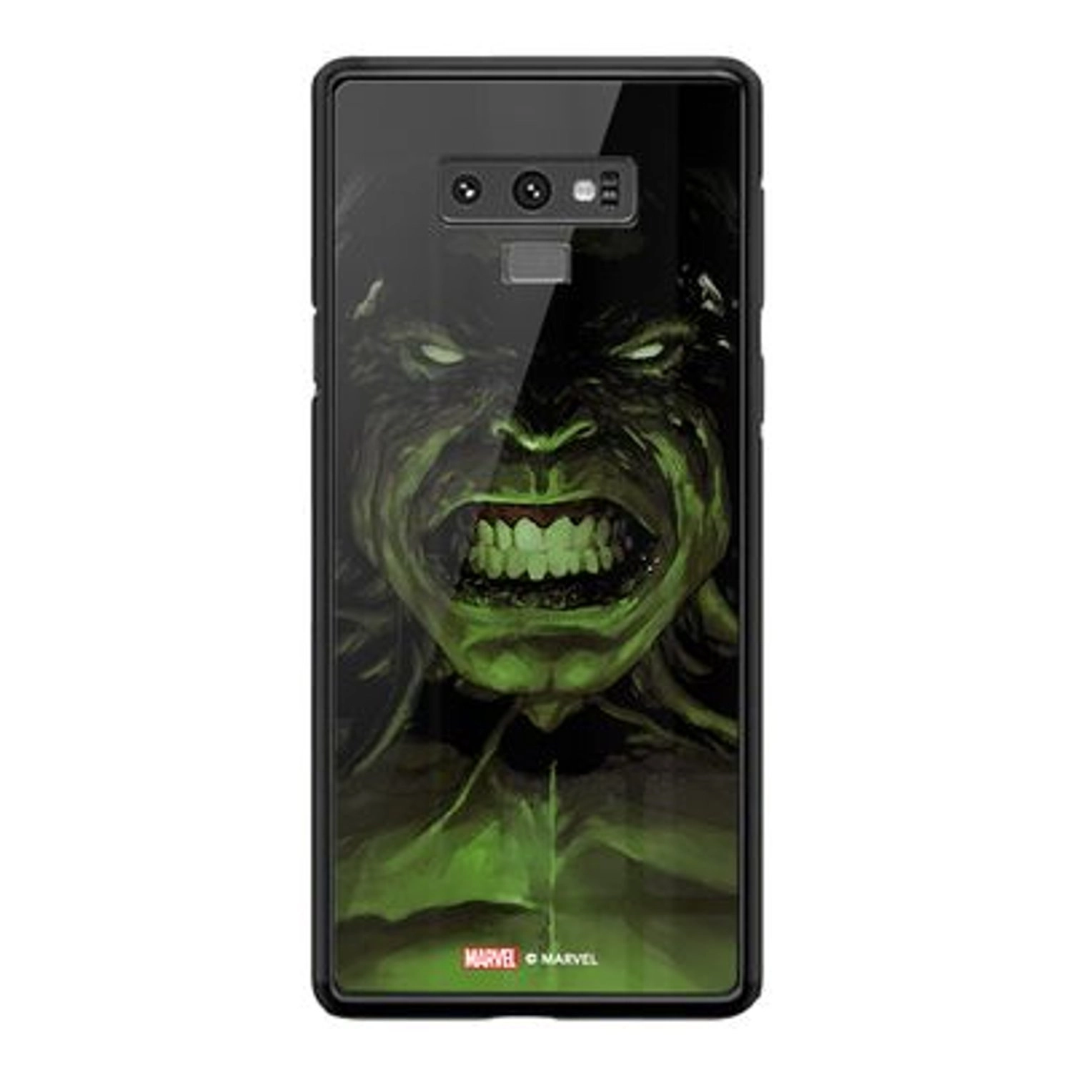Wackylicious Hulk Smile Samsung Note 9 Cover - TPU Bumper Case + Tempered Glass Back