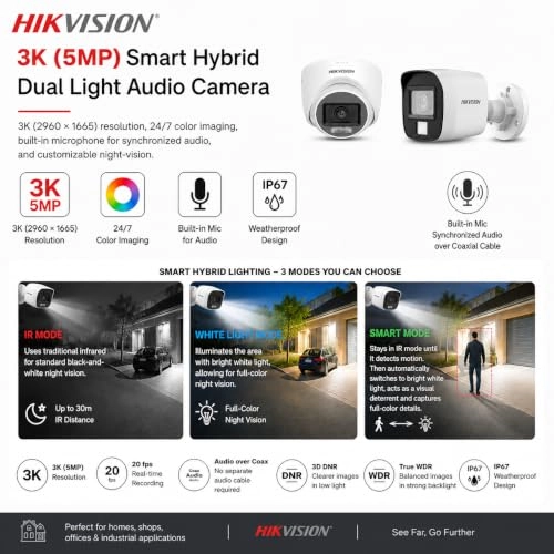 16CH DVR + 3K/5MP Dome Camera + 3K/5MP Bullet Camera + HDD - 4TB + 8CH SMPS + CCTV Cable + BNC/DC Connectors