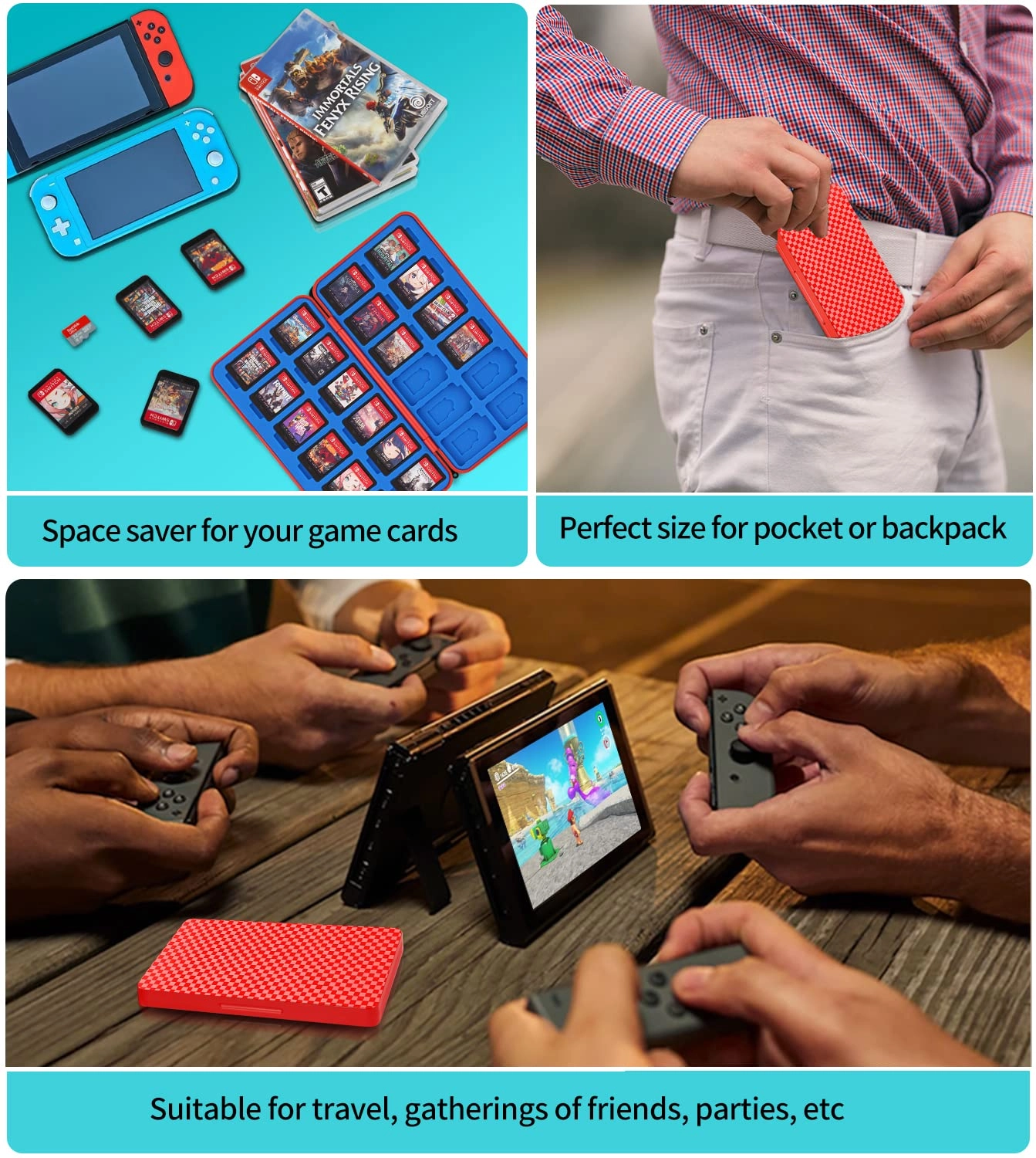 Switch Game Holder Case - 24 Cartridge Slots 24 Micro SD Card Storage Slim Portable