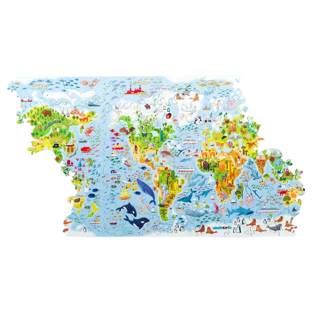 Kids World Map Wooden Puzzle (4107390-Kids_World_Map_100) - 100 pcs