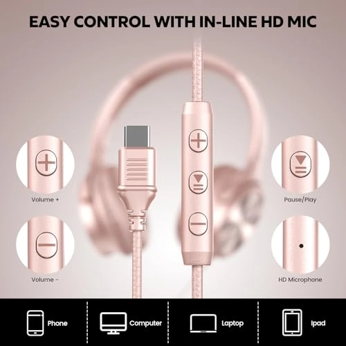 USB Type C Kids Headphones Wired Headphone