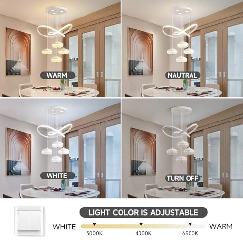 4-Light LED Pendant Light - 3-Color Adjustable Height