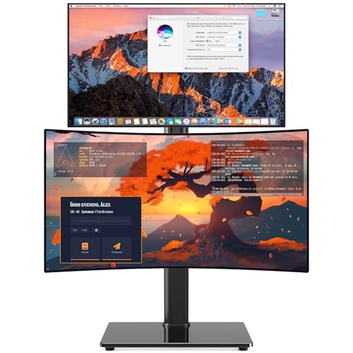 TAVR Furniture Dual Monitor Stand Riser - 2 Monitors 3 Shelf