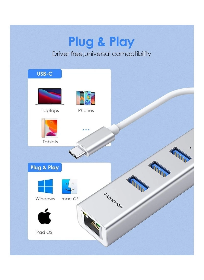 USB C Hub - 4K HDMI Gigabit Ethernet 3 USB 3.0