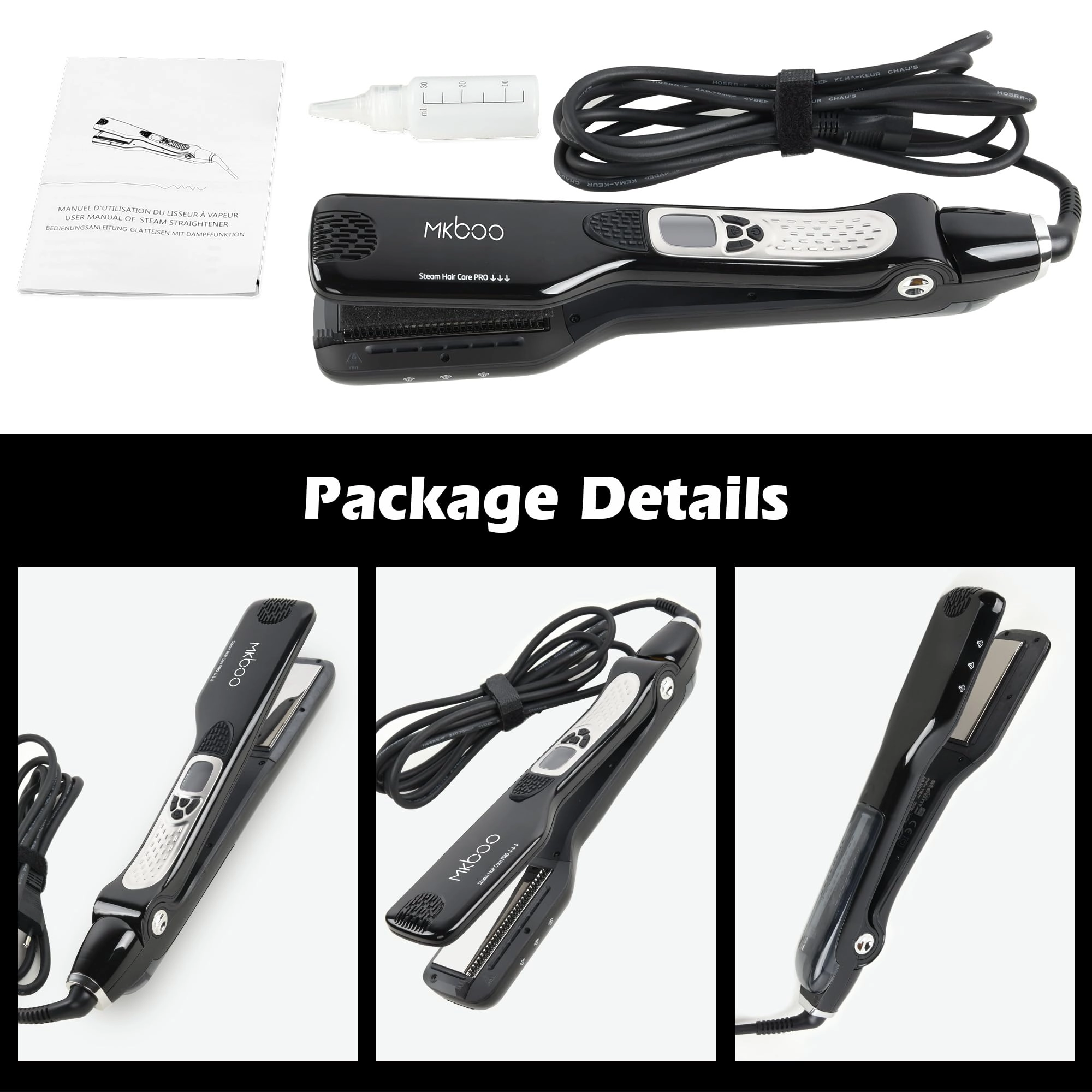 Hair Straightener with Steam - Nano Titanium Ceramic Removable Comb Digital LCD
