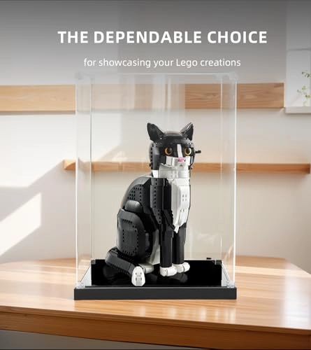 Lego Acrylic Display Case (21349 Tuxedo Cat) - Dustproof 25 x 25 x 36 cm
