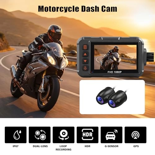 GPS Waterproof Motorcycle Dash Camera - 1080P