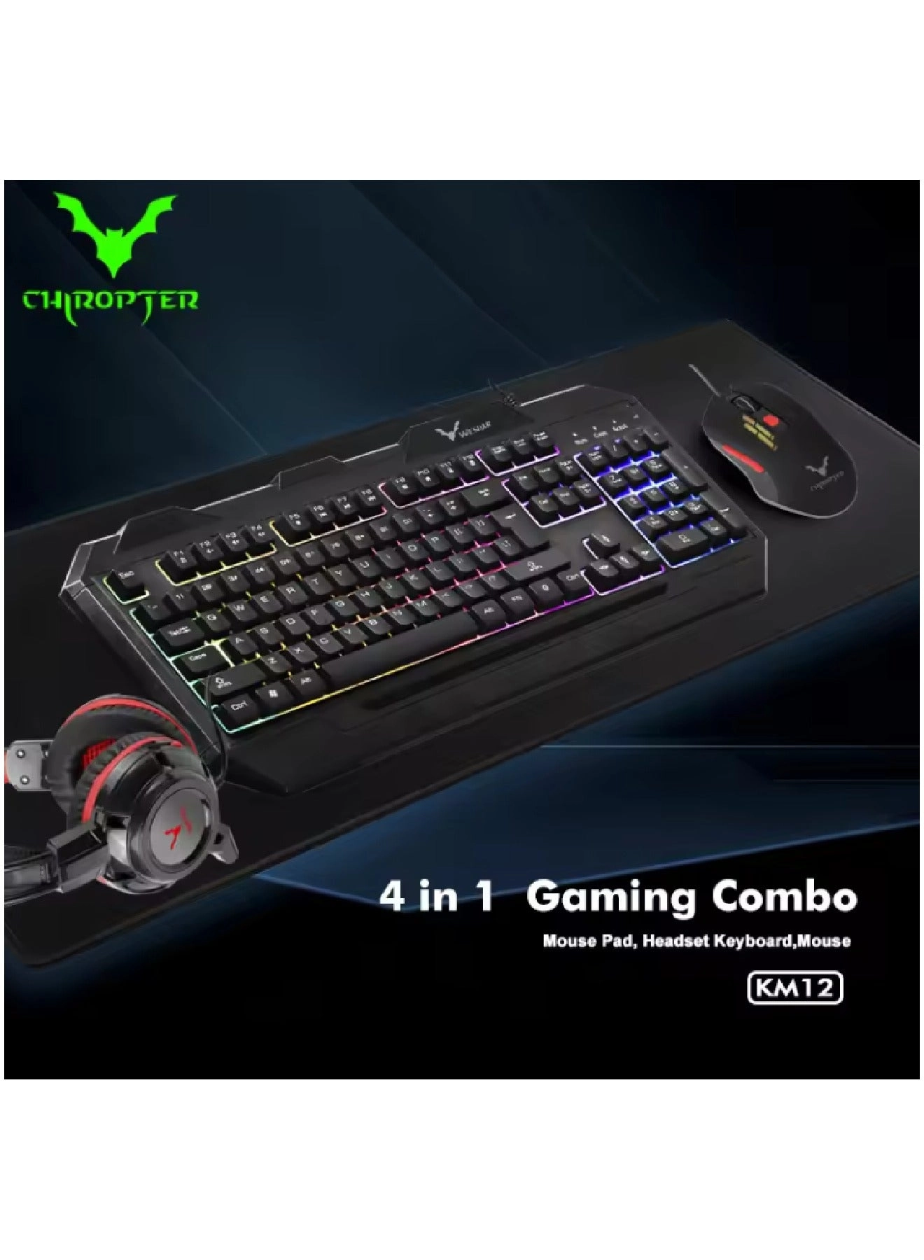Keyboard + Mouse + Headphone + Mouse Pad - English/Arabic Wired