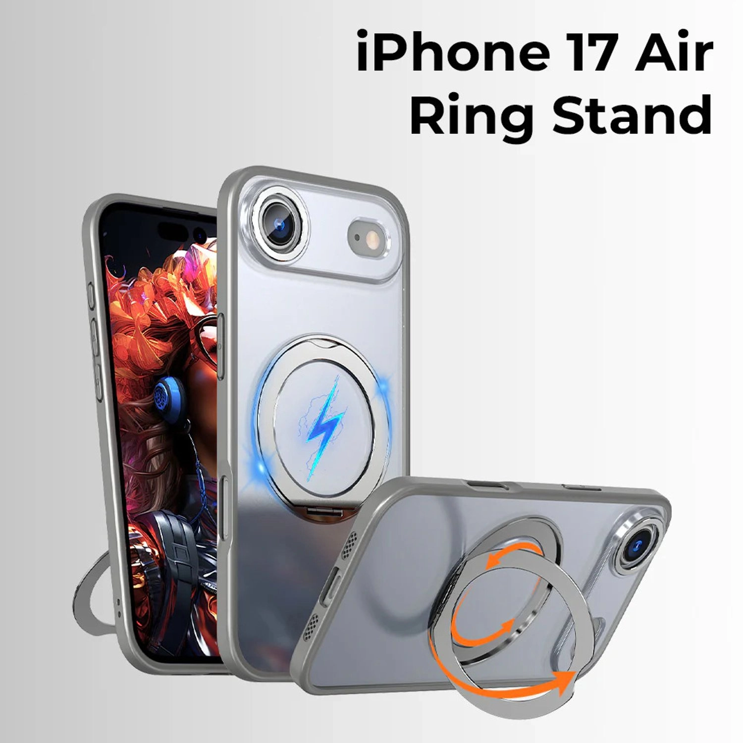 360° Rotate Ring Stand Magsafe Case - TPU and polycarbonate for iPhone 17