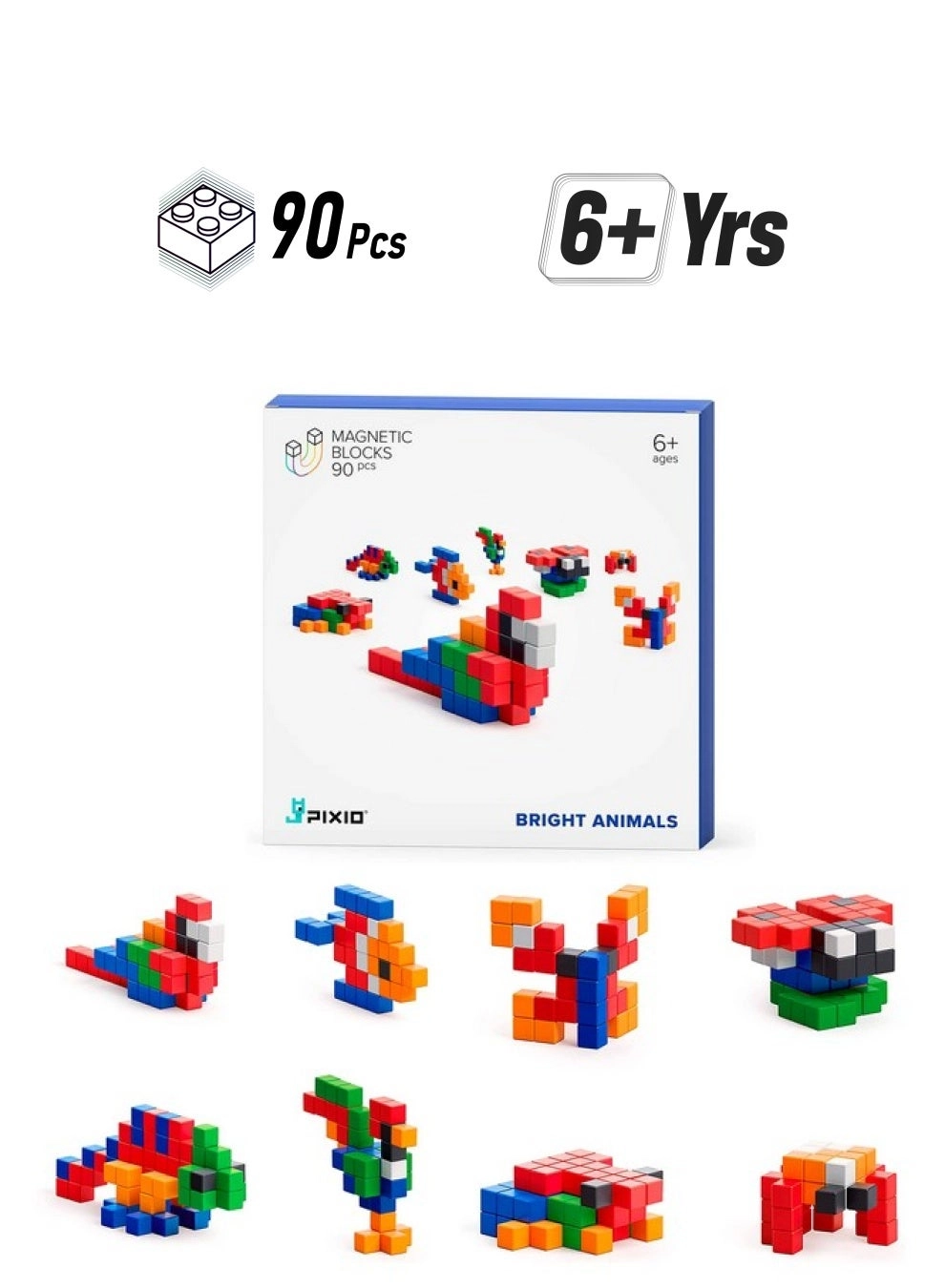 Pixio Magnetic Building Blocks - Animals 90 pcs