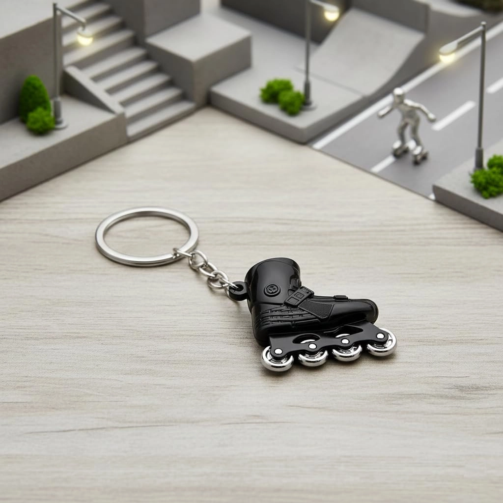 Roller Skating Keyring - Black Bag Charm